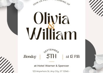 FREE EDITABLE - 8+ Modern Simplicity Canva Wedding Invitation Templates with enchanting white flower petals