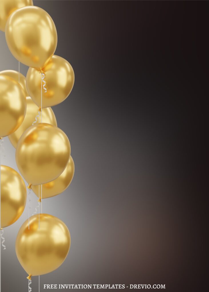 8 Modern Gradient Gold Leaves Canva Invitation Templates