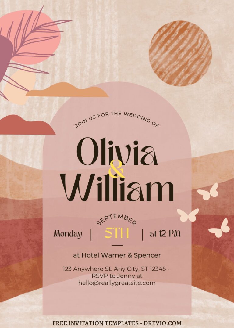 FREE EDITABLE - 10+ Whimsical Bohemian Canva Wedding Invitation Templates with elegant typefaces