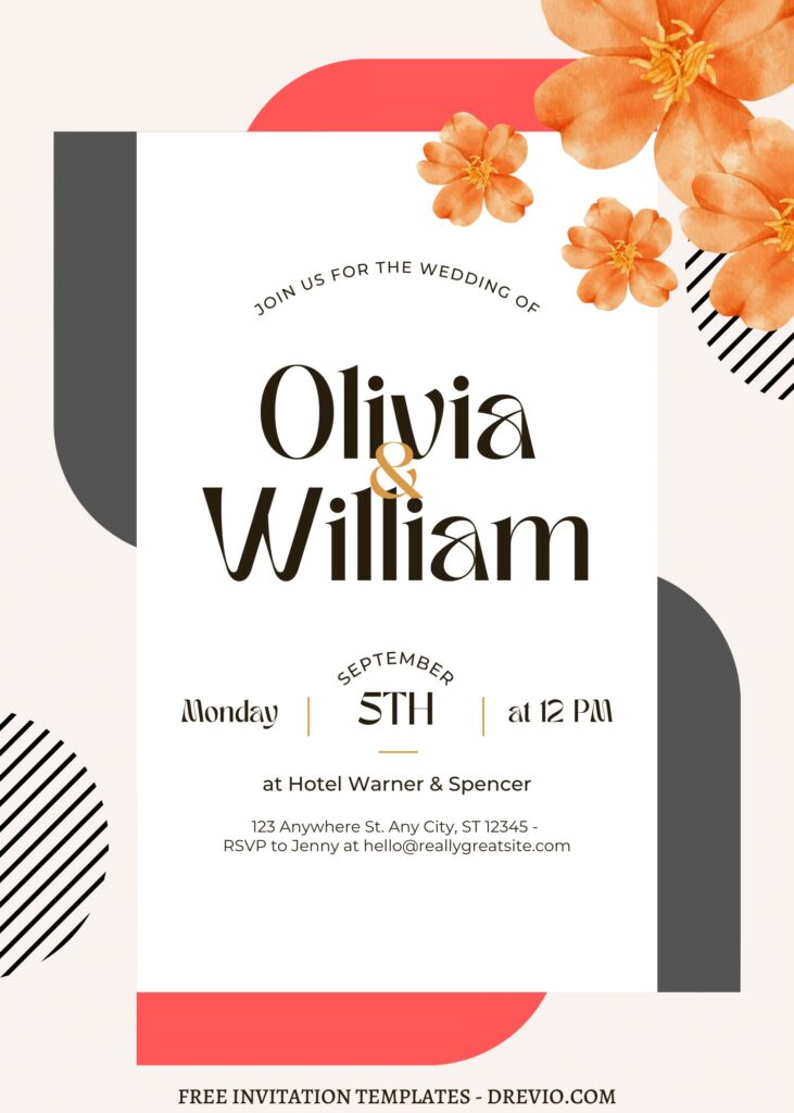 FREE EDITABLE - 8+ Modern Simplicity Canva Wedding Invitation Templates with geometric frame
