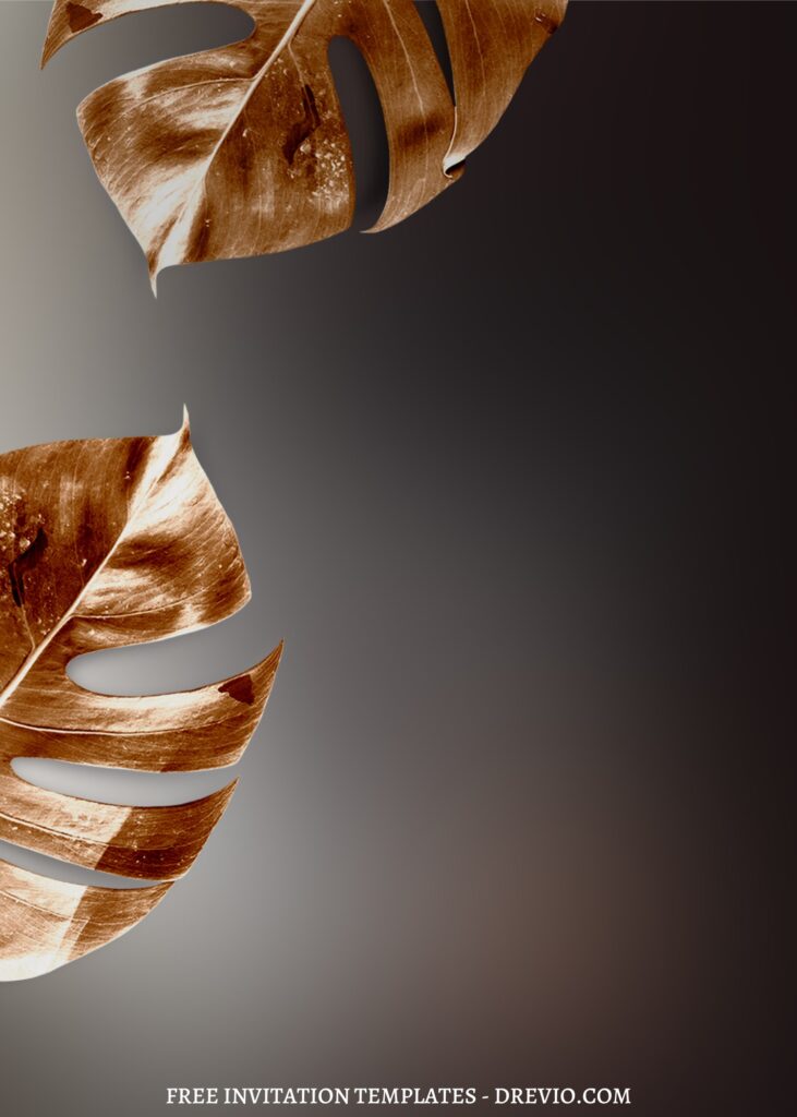 8 Watercolor Gradient Gold Leaves Canva Invitation Templates