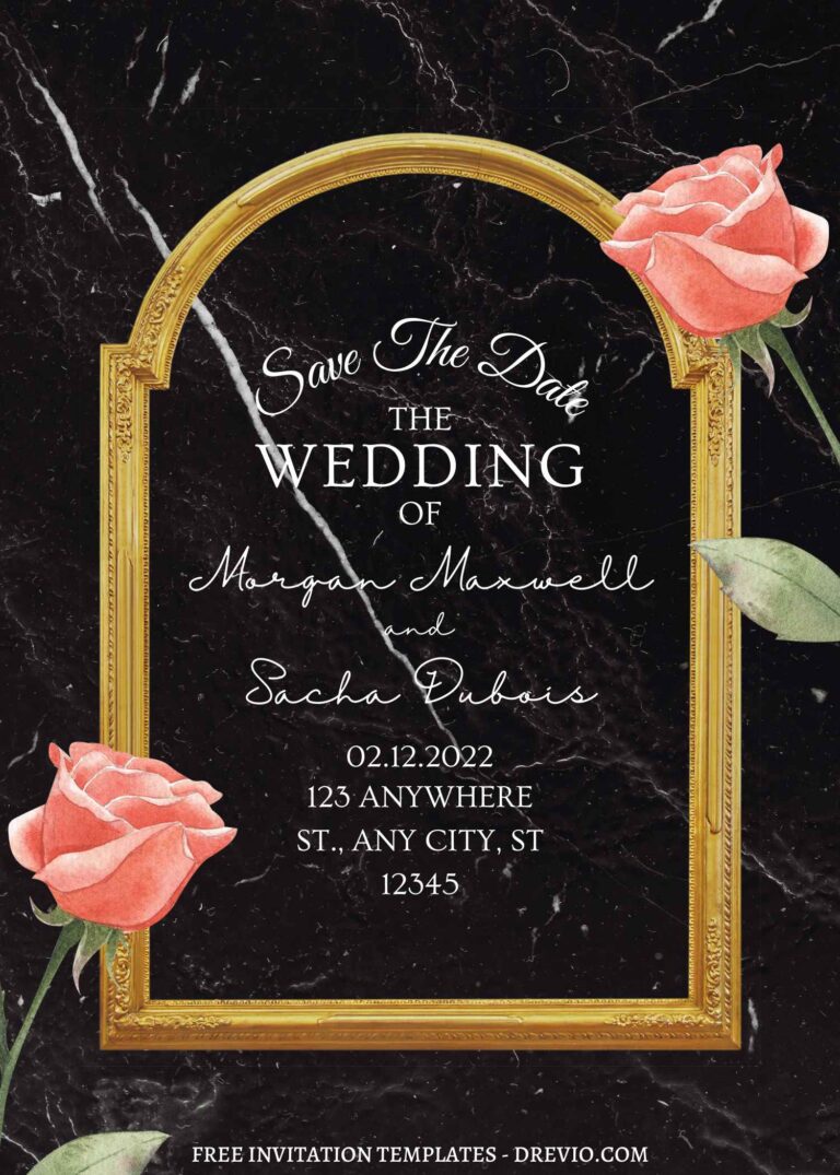 FREE EDITABLE - 10+ Marble Floral Arch Canva Invitation Templates