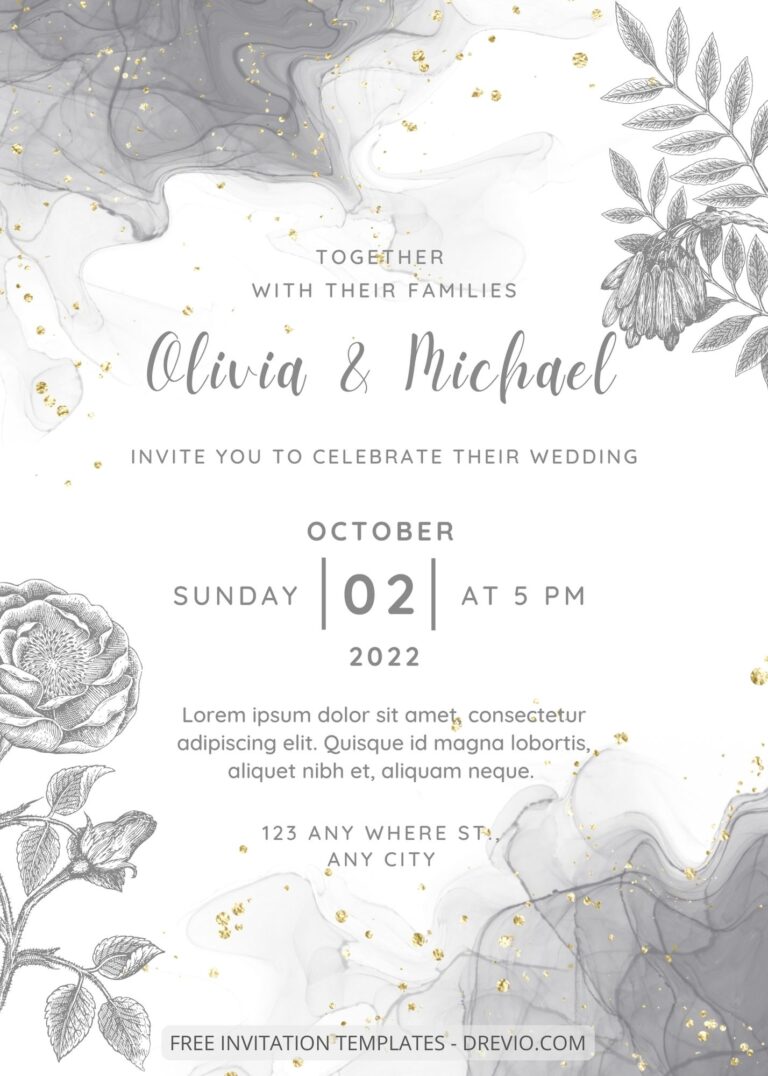 ( Free ) 7+ Black And White Floral Canva Wedding Invitation Templates