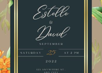 ( Free ) 7+ Orange Lily Canva Wedding Invitation Templates
