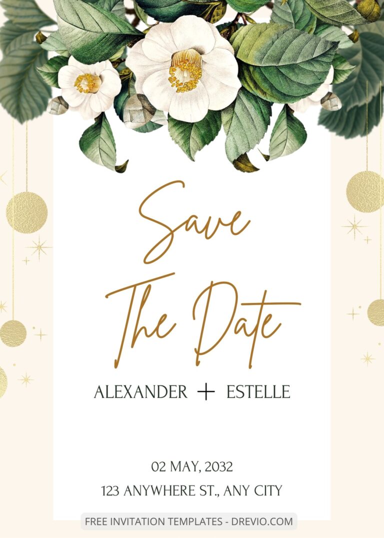 ( Free ) 7+ Simple Camellias Canva Wedding Invitation Templates