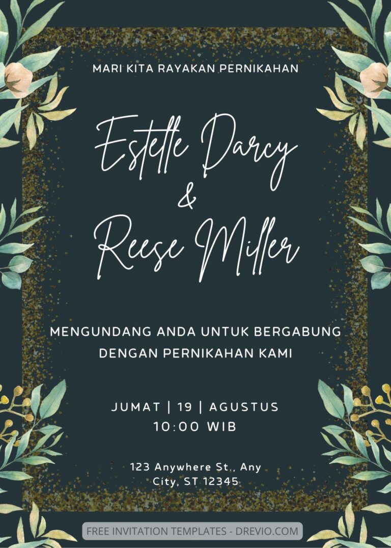 ( Free ) 8+ Cotton Greenery Canva Wedding Invitation Templates