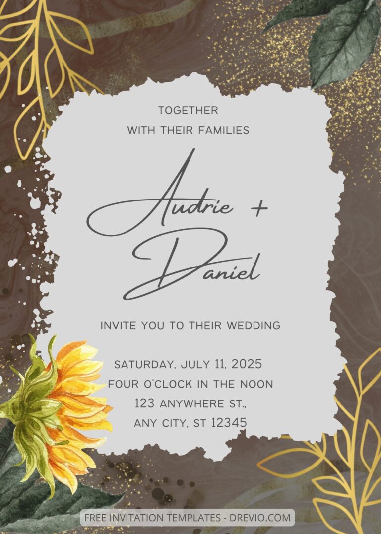 ( Free ) 8+ Shining Sunflower Canva Wedding Invitation Templates