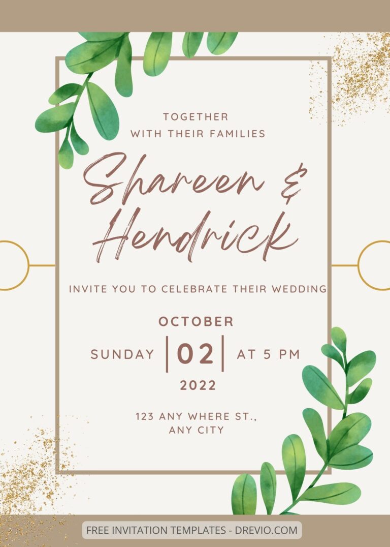 ( Free ) 8+ Simple Greenery Canva Wedding Invitation Templates