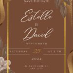 ( Free ) 9+ Premium Brown Peony Canva Wedding Invitation Templates