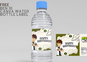(Free Editable) Ben10 Canva Birthday Water Bottle Labels