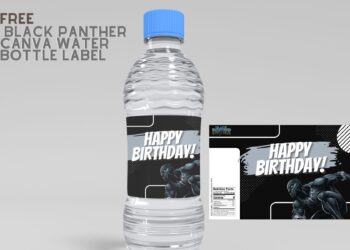 (Free Editable) Black Panther Canva Birthday Water Bottle Labels