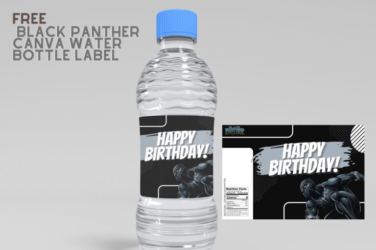 (Free Editable) Black Panther Canva Birthday Water Bottle Labels