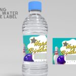 ( Free Editable ) Bowling Themes Canva Water Bottle Labels