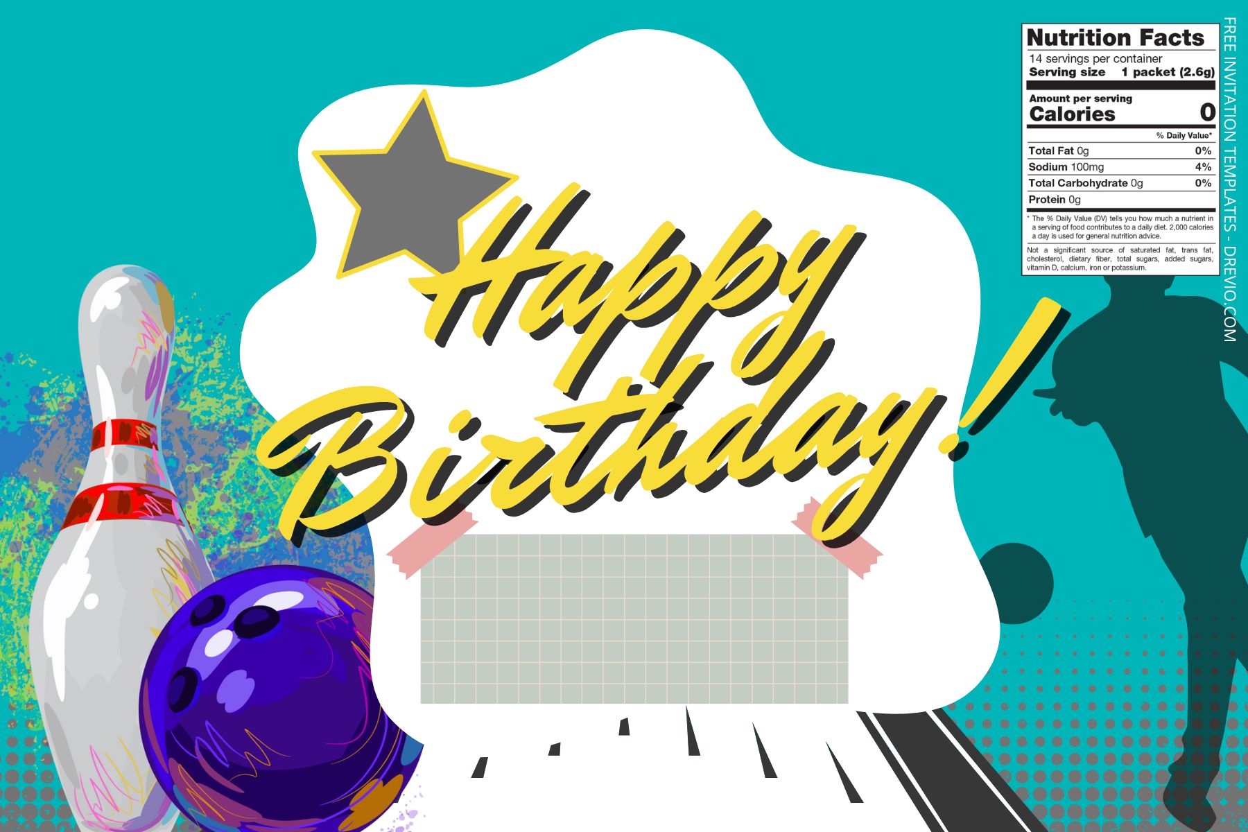 ( Free Editable ) Bowling Themes Canva Water Bottle Labels One