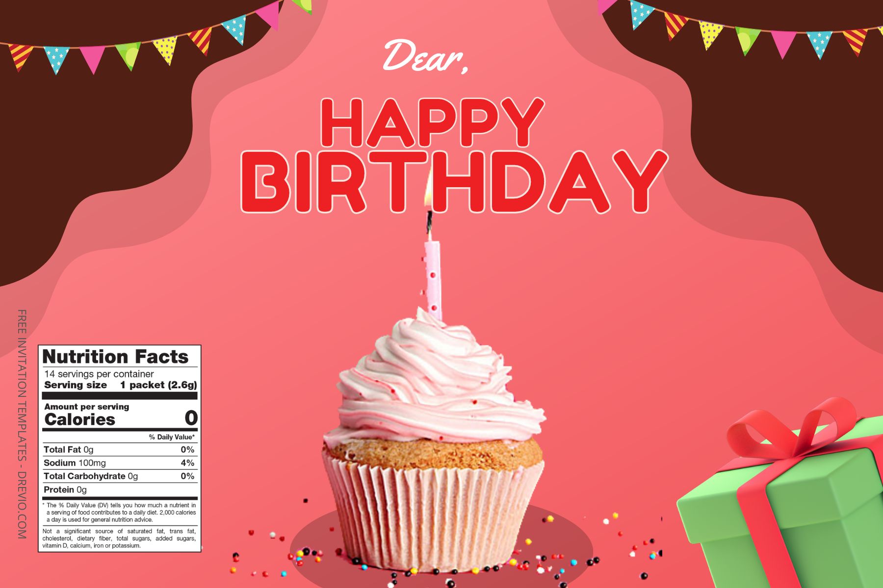 (Free Editable) Cupcake Themes Canva Birthday Water Bottle Labels One