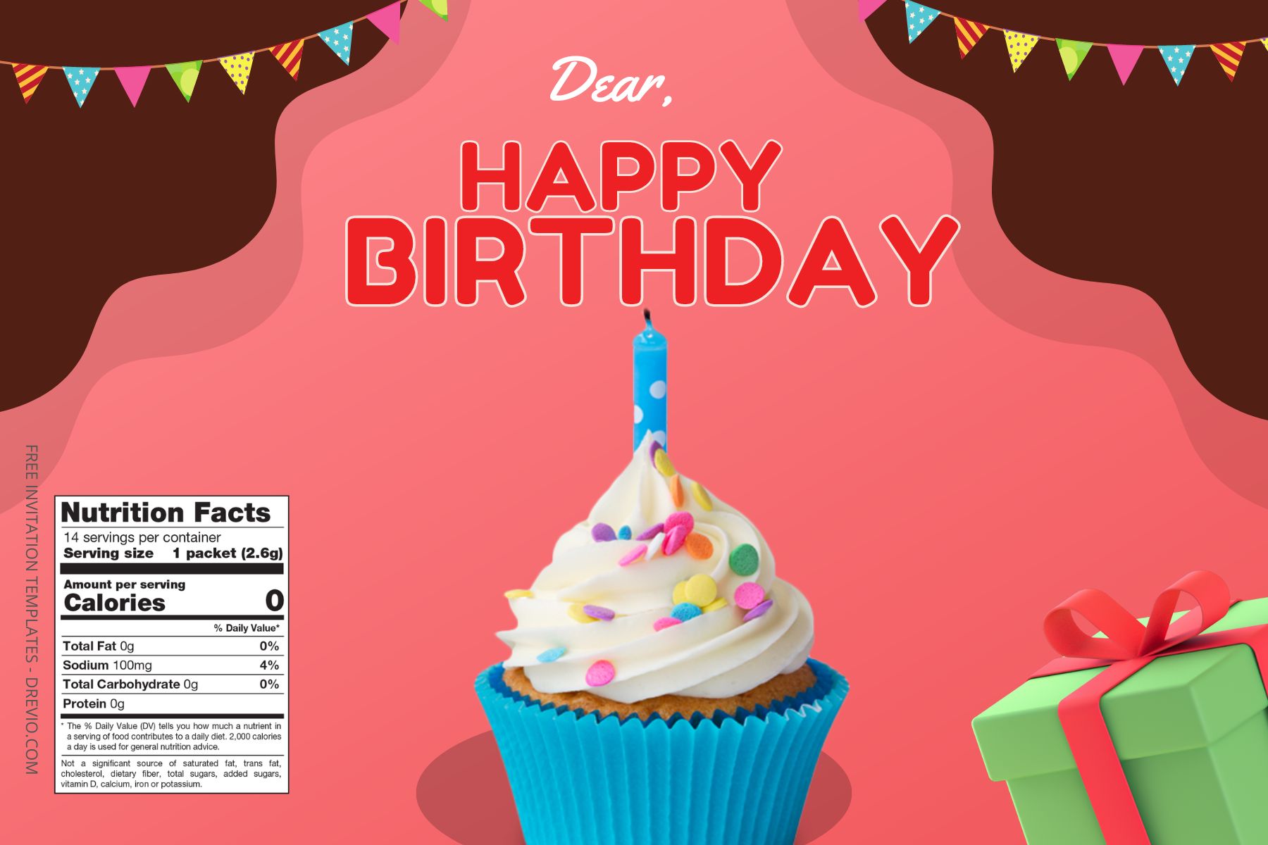 (Free Editable) Cupcake Themes Canva Birthday Water Bottle Labels Three