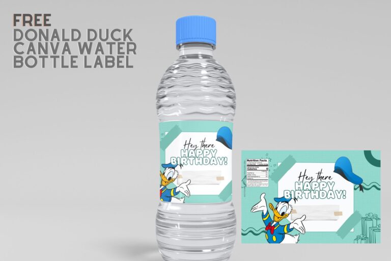 (Free Editable ) Donald Duck Canva Birthday Water Bottle Labels