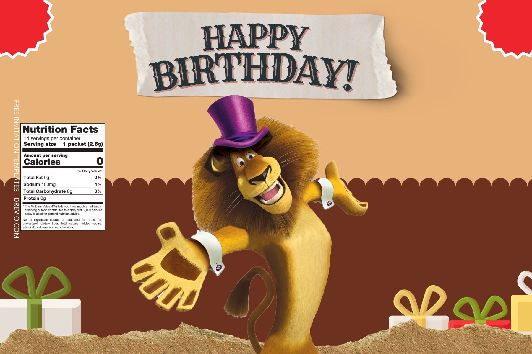 (Free Editable) Madagascar Canva Birthday Water Bottle Labels Fige