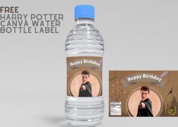 (Free) Harry Potter Canva Birthday Water Bottle Labels