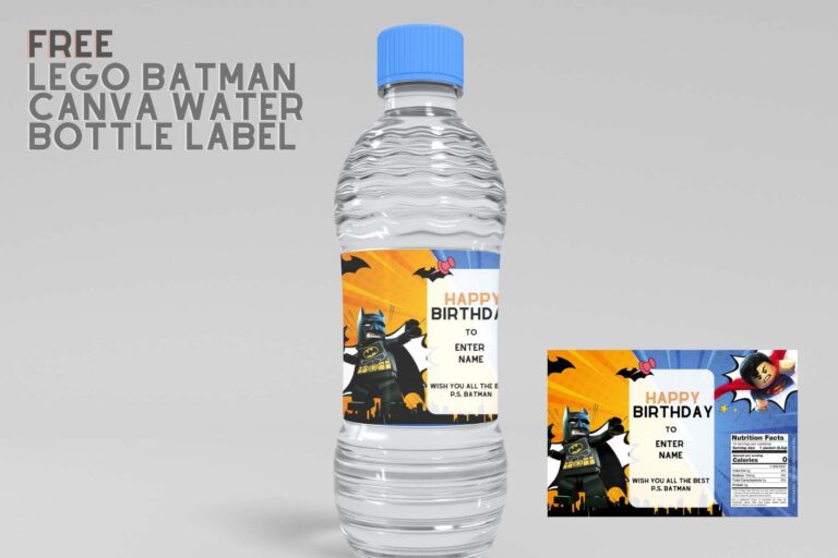 (Free) Lego Batman Canva Birthday Water Bottle Labels