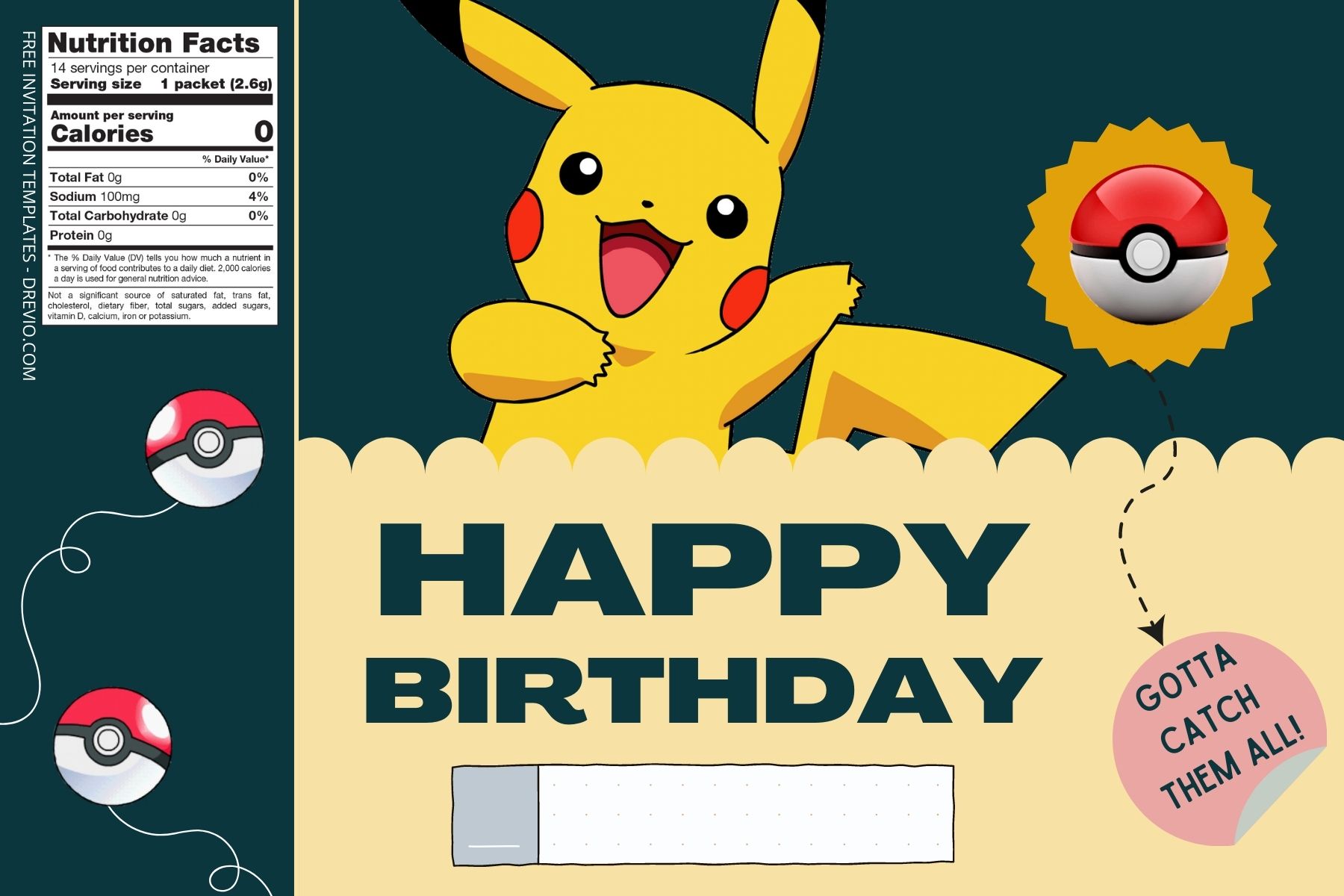 Free) Pikachu Canva Birthday Water Bottle Labels