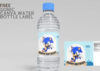 (Free) Sonic Canva Birthday Water Bottle Labels