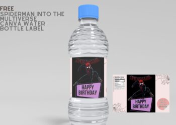 (Free) Spiderman Into The Multiverse Canva Birthday Water Bottle Labels