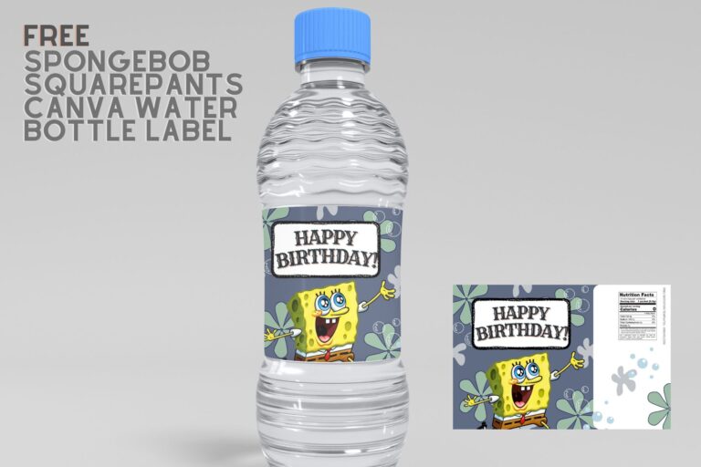 (Free) Spongebob Squarepants Canva Birthday Water Bottle Labels
