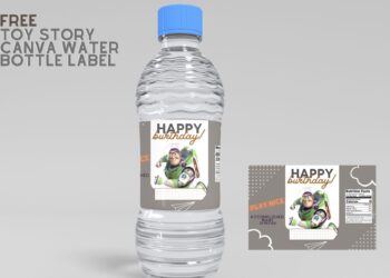 (Free) Toy Story Canva Birthday Water Bottle Labels