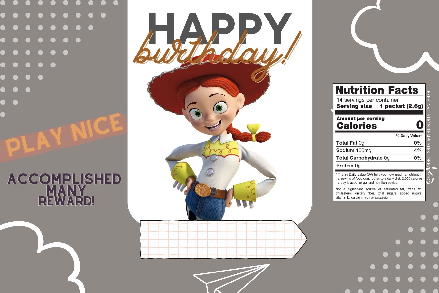 (Free) Toy Story Canva Birthday Water Bottle Labels Three