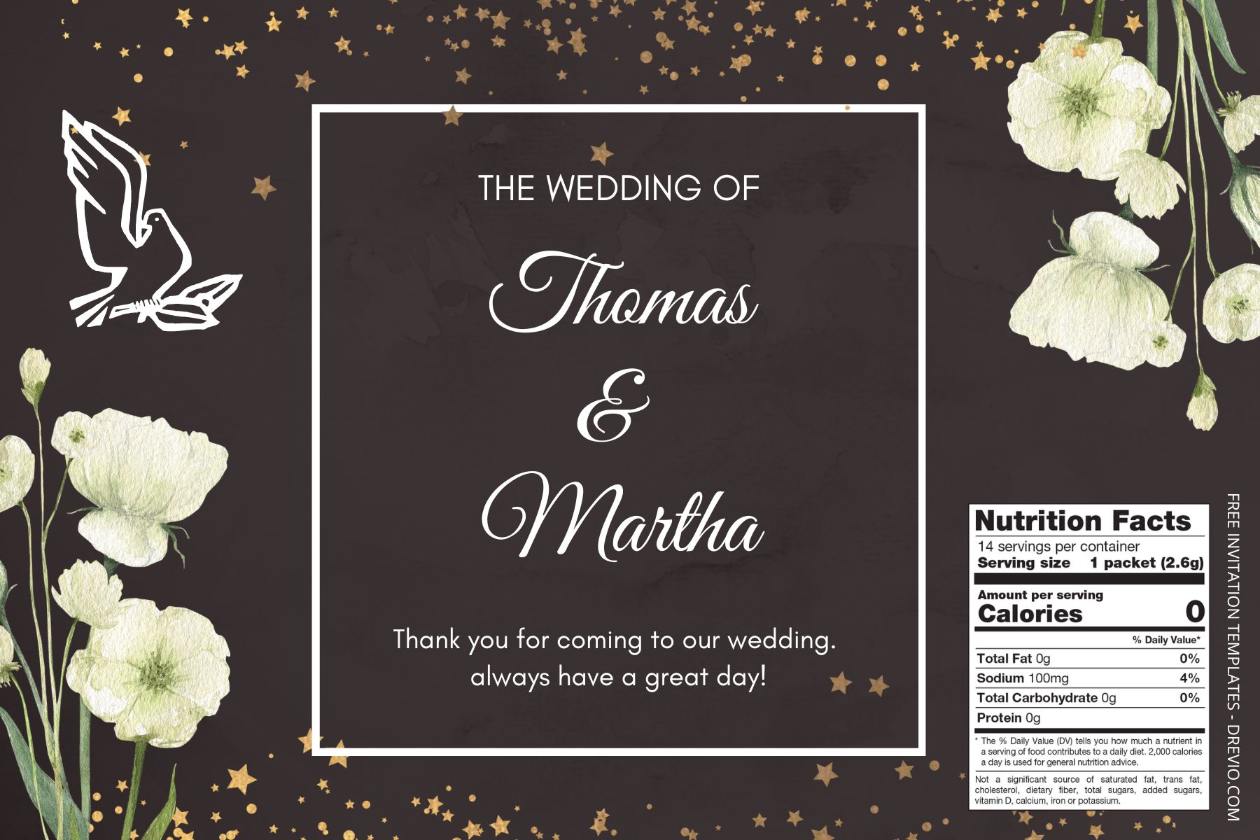 (Free) White Wedding Canva Water Bottle Labels One