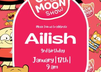 The Ollie & Moon Show Birthday Invitations with Group in the Background