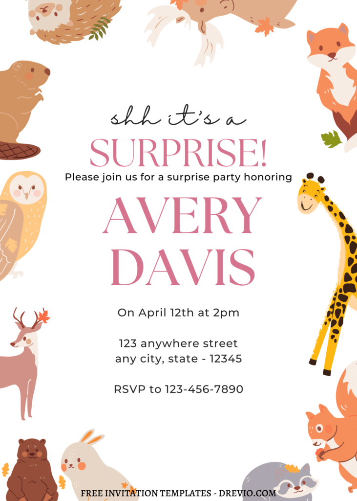 8+ Fun Animal Themed Canva Birthday Invitation Templates with baby fox
