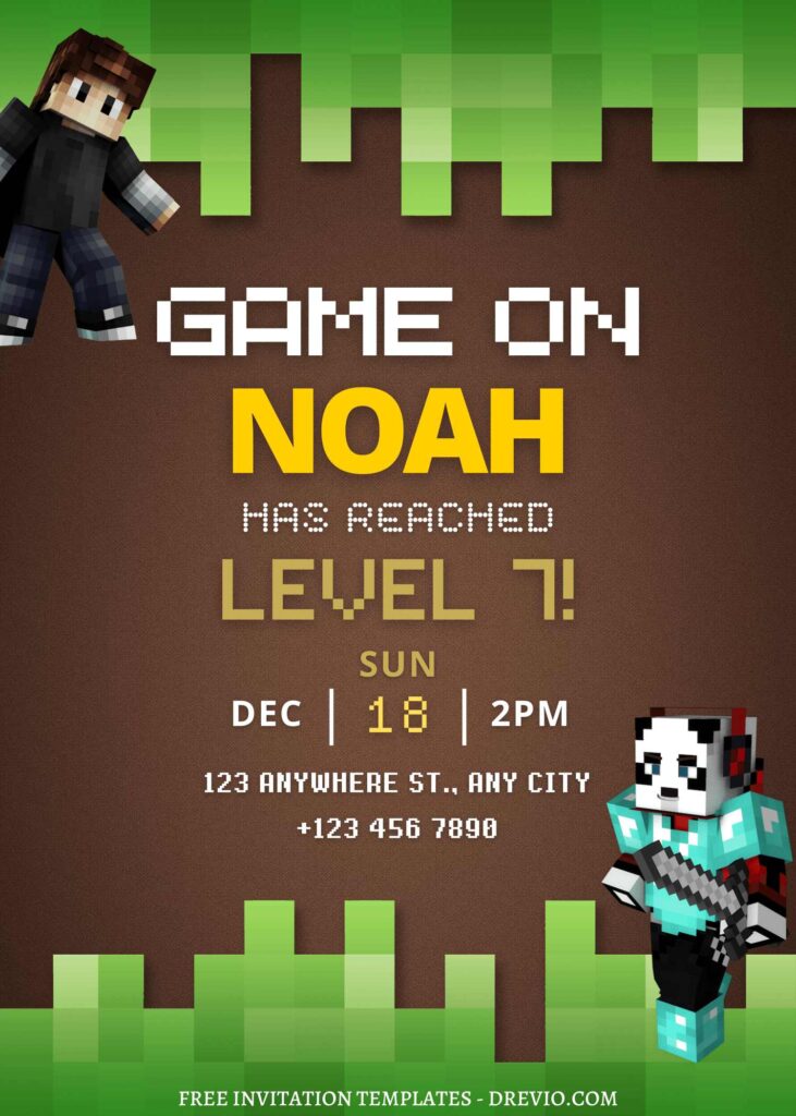 FREE EDITABLE - 11+ Awesome Minecraft Canva Birthday Invitation Templates with minecraft hero