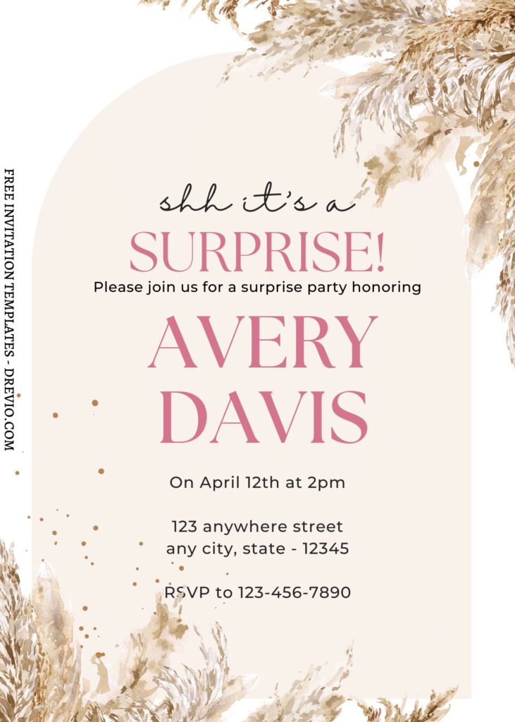 10 Beautiful Boho Pampas Canva Invitation Templates