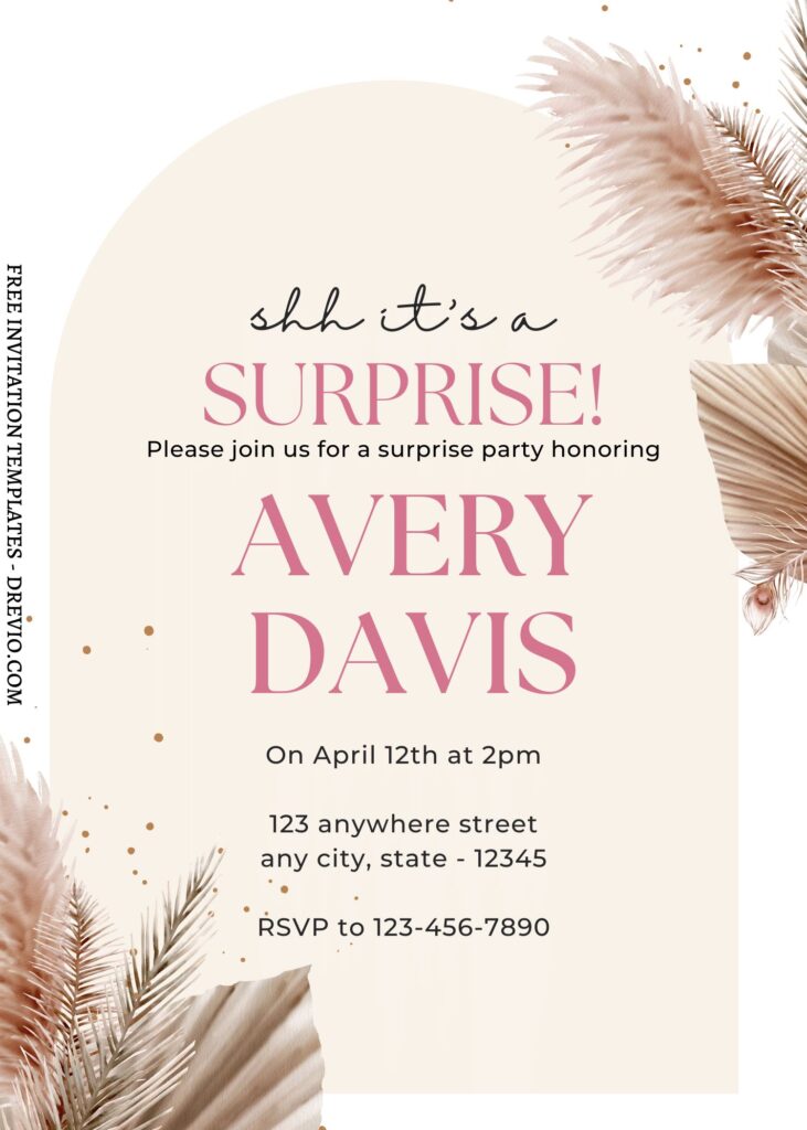 10 Boho Pampas Canva Garden Party Invitation Templates