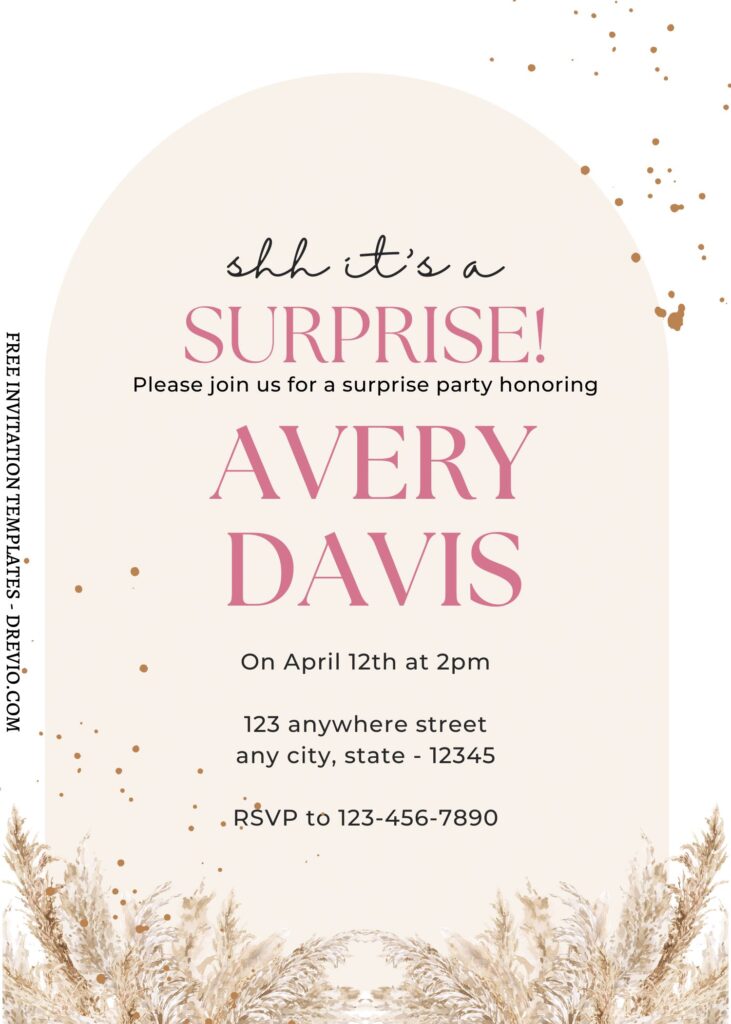 10 Boho Pampas Canva Invitation Templates