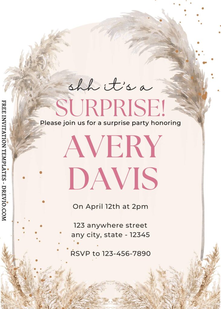 10 Boho Pampas Canva Nuptials Invitation Templates