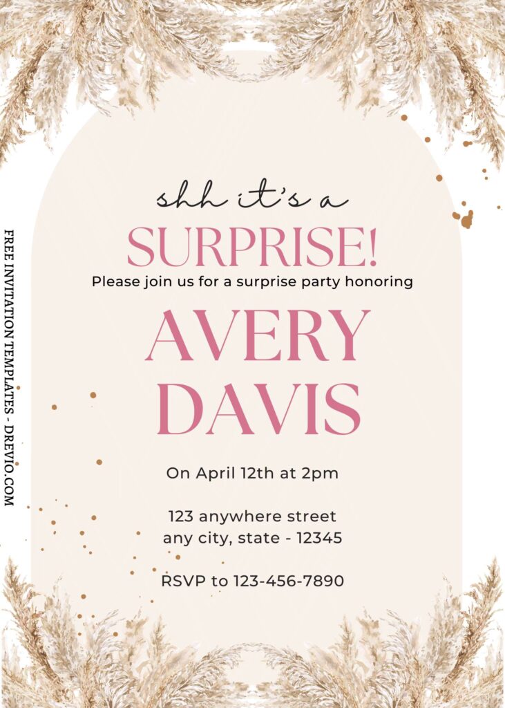 10 Boho Pampas Canva Wedding Invitation Templates