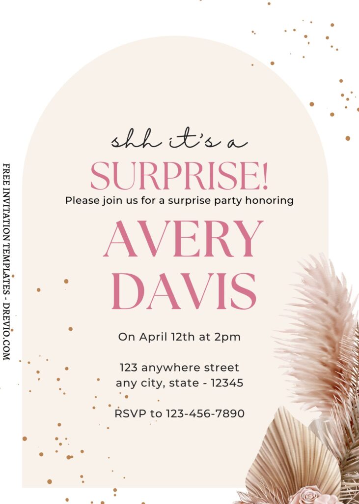 10 Boho Pampas Greenery Canva Invitation Templates