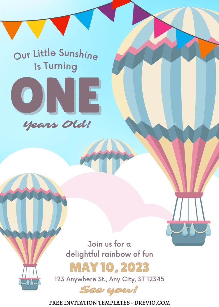 10+ Magical Hot Air Balloon Canva Birthday Invitation Templates