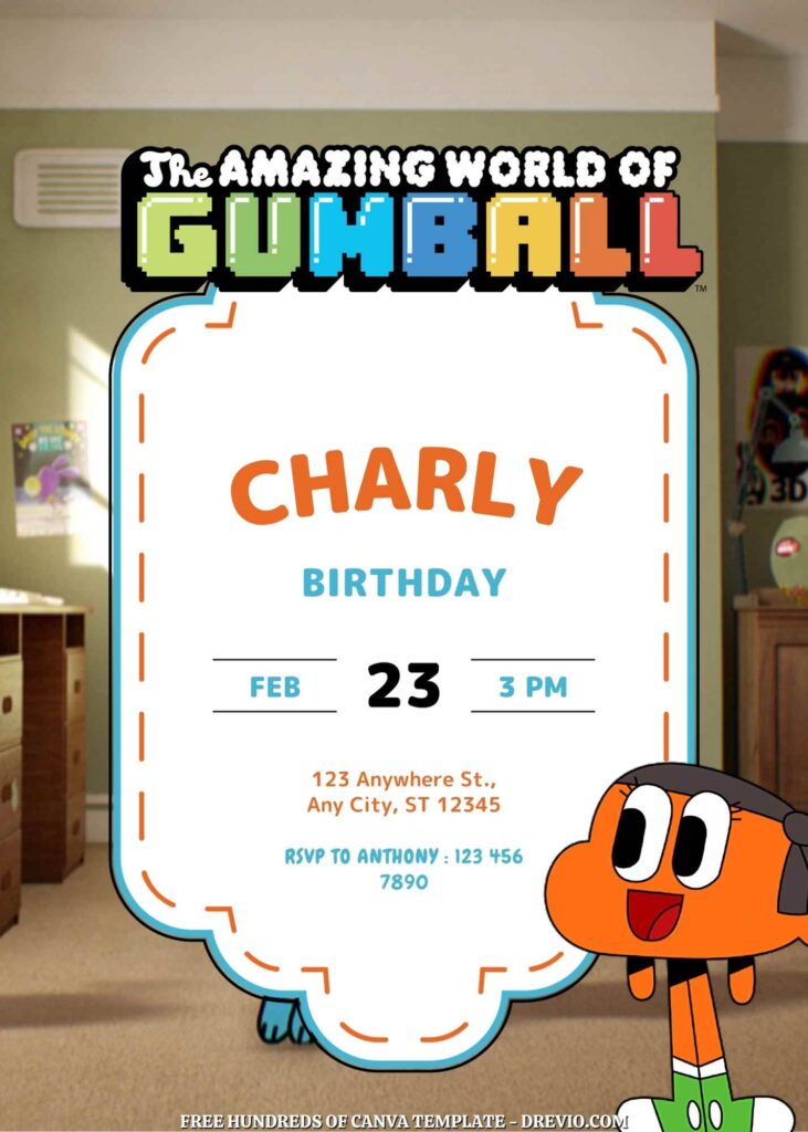 Free Amazing World of Gumball Birthday Invitations
