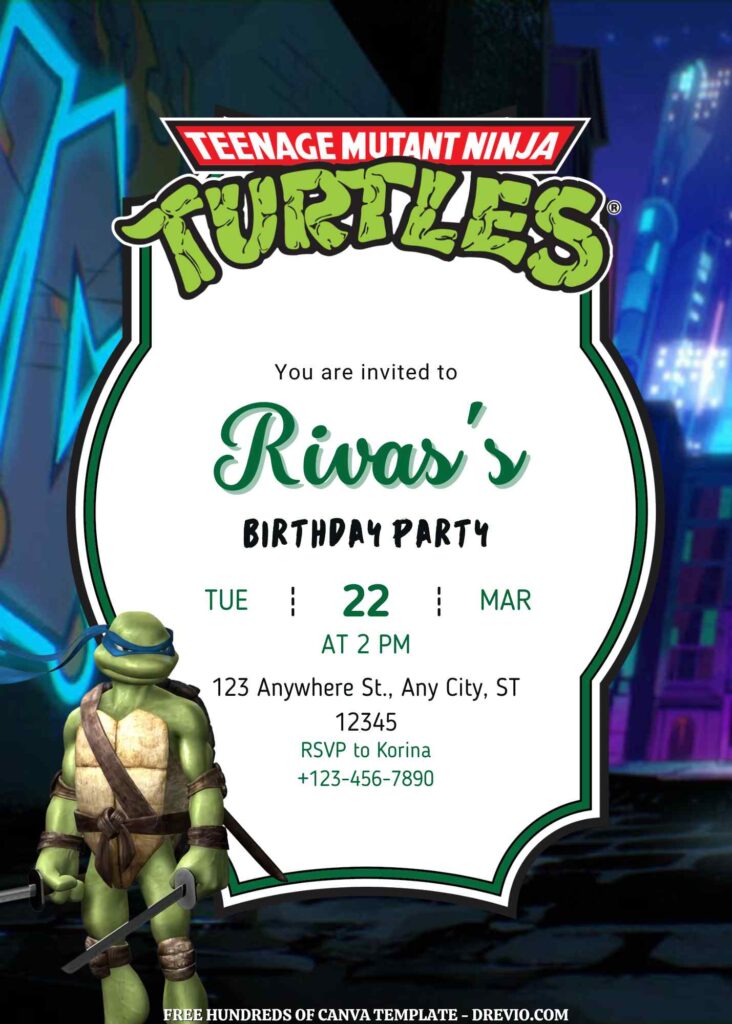 Free Teenage Mutant Birthday Invitations