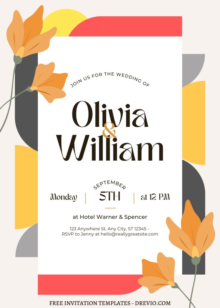 FREE EDITABLE - 11+ Trendy Chic Geometric Floral Editable Canva Templates with hand drawn tulips