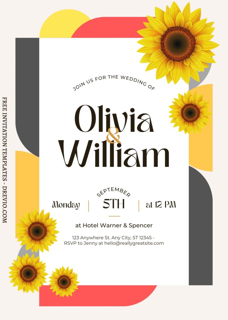FREE EDITABLE - 11+ Trendy Chic Geometric Floral Editable Canva Templates with beautiful sunflowers