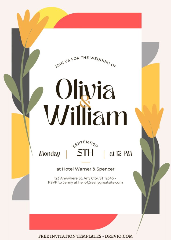 FREE EDITABLE - 11+ Trendy Chic Geometric Floral Editable Canva Templates with hand drawn floral