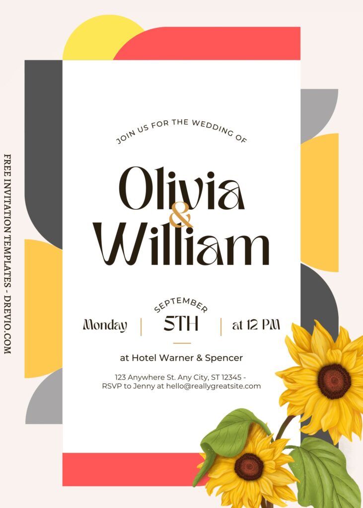 FREE EDITABLE - 11+ Trendy Chic Geometric Floral Editable Canva Templates with Black eyed susan flowers