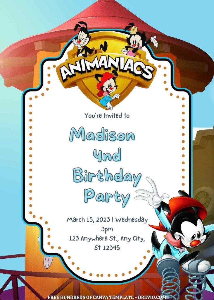 Free Animaniacs Birthday Invitations
