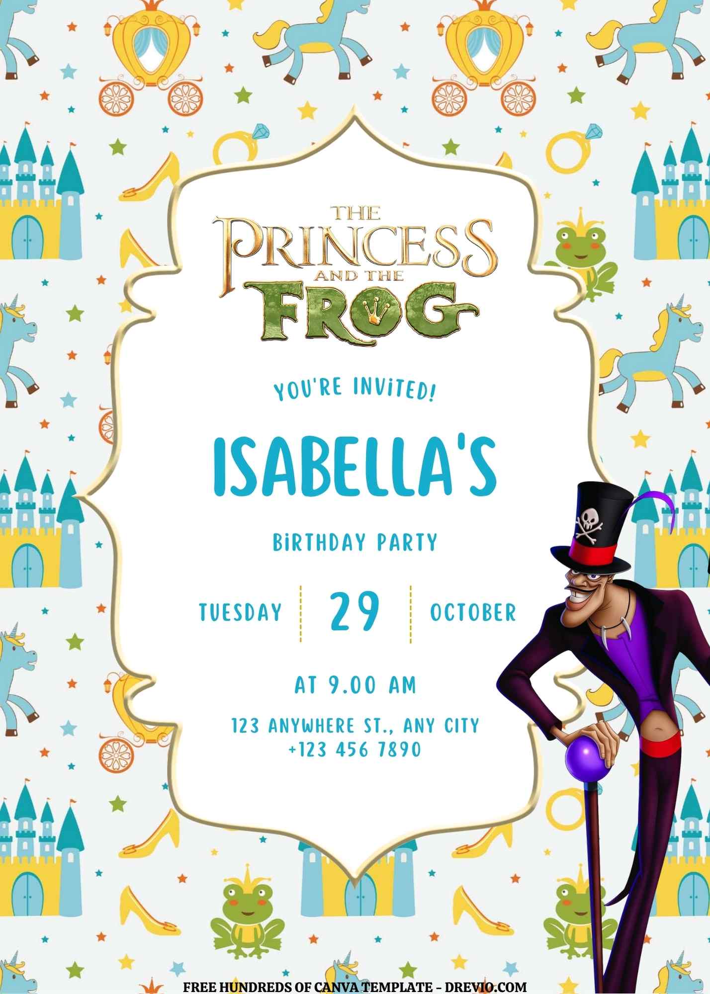 14+ Editable Princess and the Frog Birthday Invitation Templates (FREE Canva 2026)