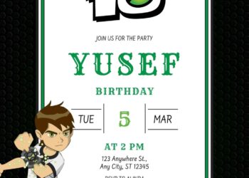 Free Ben10 Birthday Invitations in the Black Background